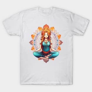 Yoga Girl And Mandala #2 T-Shirt